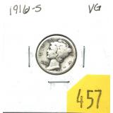 1916-S Mercury dime