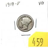 1917-D Mercury dime