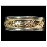 Sterling silver and gold filled embossed band