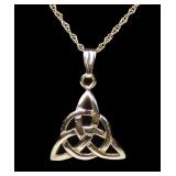 14K Yellow gold Celtic trinity knot pendant with