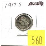 1917-S Mercury dime