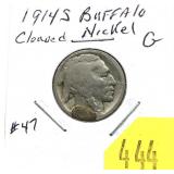 1914-S Buffalo nickel, restored date