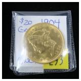 1904 $20 Gold Liberty Double Eagle, Unc.