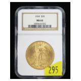 1924 $20 Gold Saint Gaudens Double Eagle, NGC slab