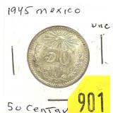 1945 Mexican 50 centavos