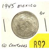 1945 Mexican 50 centavos