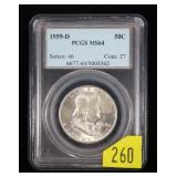 1959-D Kennedy half dollar, PCGS slab certified