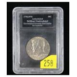 1976 Kennedy half dollar, slab certified BU