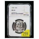 1959 Franklin half dollar, NGC slab certified