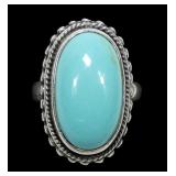 Sterling silver bezel set turquoise ring, size 6.5