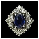 Sterling silver oval cut blue topaz ring with