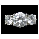 Sterling silver round cut CZ three-stone