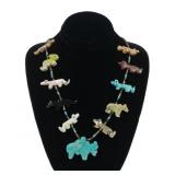 Running Bear sterling silver 18" carved stone