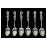 Set of 6 sterling silver teaspoons, "Frontenac" by