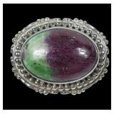 Sajen sterling silver bezel set agate ring, size 8