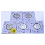 x5- 2003-S silver Proof quarters, -x5 quarters,