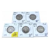 x5- 1999-S Proof quarters, -x5 quarters,
