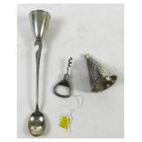 Lot, 3 drink related silver plate items: Funnel,