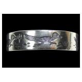 Sterling silver incised roadrunner band ring, new,