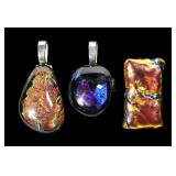 Lot, hand crafted dichronic glass pendants by