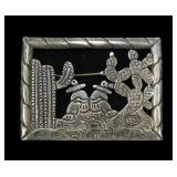 Mexican 980 silver brooch, 2 1/8" x 1 5/8",