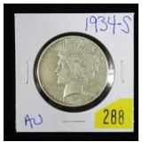 1934-S Peace dollar, AU