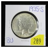 1935-S Peace dollar, BU