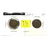 2- 1914-S Lincoln cents, -x2 cents, Sold by the