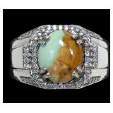 Sterling silver two-tone turquoise ring with