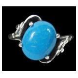 Sterling silver prong set turquoise bypass design