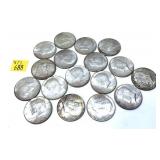 x17- Half dollars, 90% silver, -x17 half dollars,