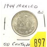 1944 Mexican 50 centavos