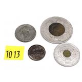 Lot, coins and tokens, 4 pcs.
