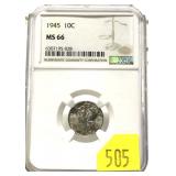 1945 Mercury dime, NGC slab certified MS-66