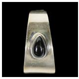 Sterling silver hinged black onyx pendant,
