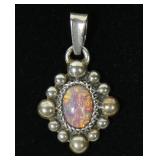 Sterling silver lab opal pendant, 7.6 grams