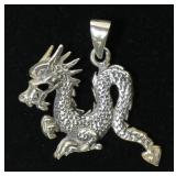 Sterling silver dragon pendant, 5.4 grams