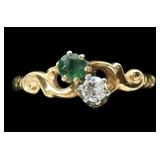 14K Rose gold vintage round cut diamond and