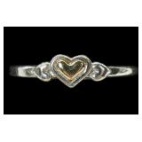 Sterling silver and 14K yellow gold petite heart