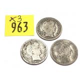 x3- Barber dimes, mixed dates, -x3 dimes,