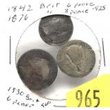 Lot, British silver coins, 3 pcs.