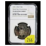 1991-1995 WWII Anniversary half dollar, NGC slab