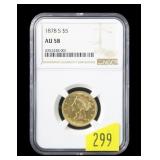 1878-S $5 Gold Liberty Head, NGC slab certified