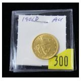 1906-D $5 Gold Liberty Half Eagle, AU
