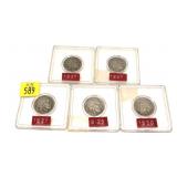 x5- Buffalo nickels, mixed dates, -x5 nickels,