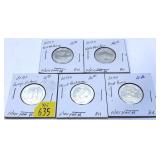x5- 2013-S silver Proof quarters, -x5 quarters,