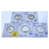 x5- 2005-S silver Proof quarters, -x5 quarters,