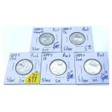 x5- 2004-S silver Proof quarters, -x5 quarters,