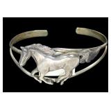 Sterling silver figural horse cuff bracelet,