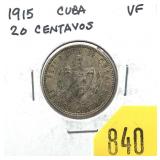 1915 Cuban 20 cents